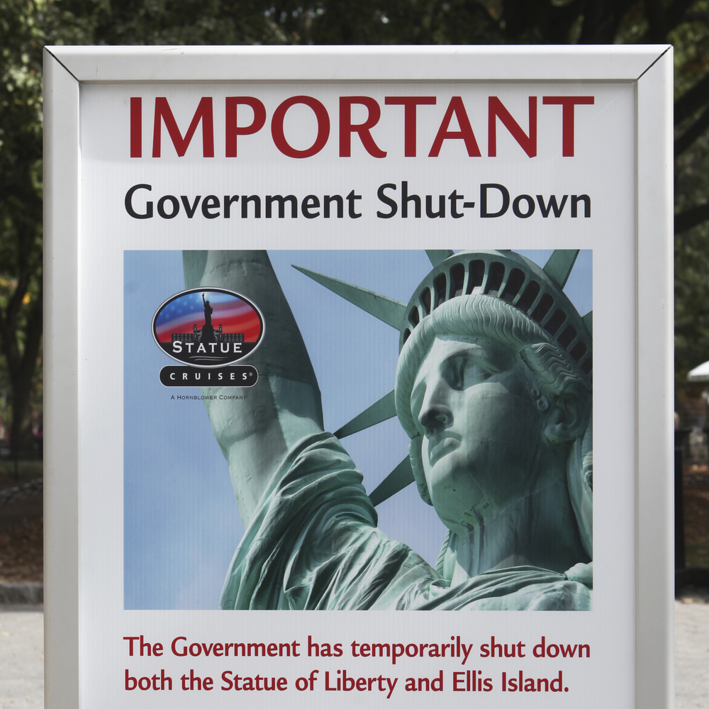 Government stops functioning due to disagreement on budget deal between Democrats and Republicans.