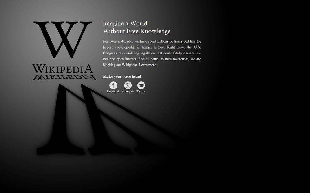 Wikipedia Blackout for 24 Hours