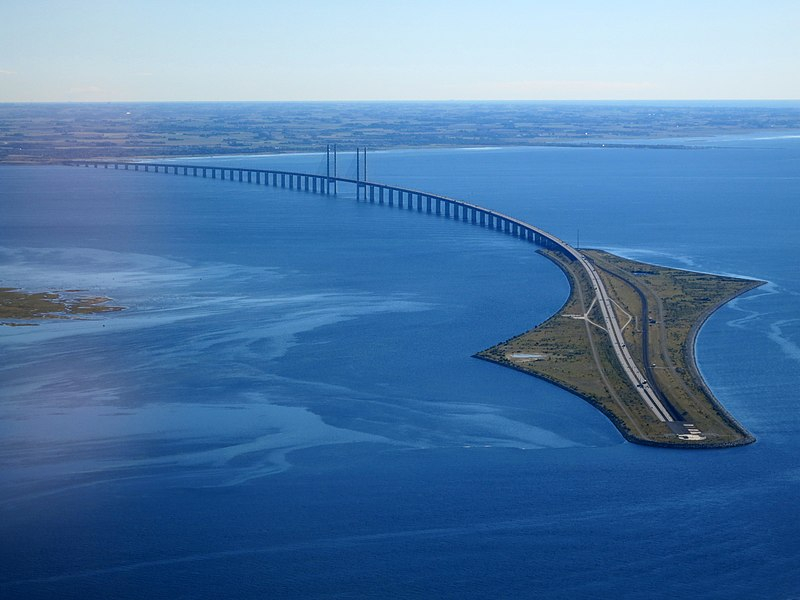 The Oresund Bridge, connecting Sweden and Denmark, opens for traffic