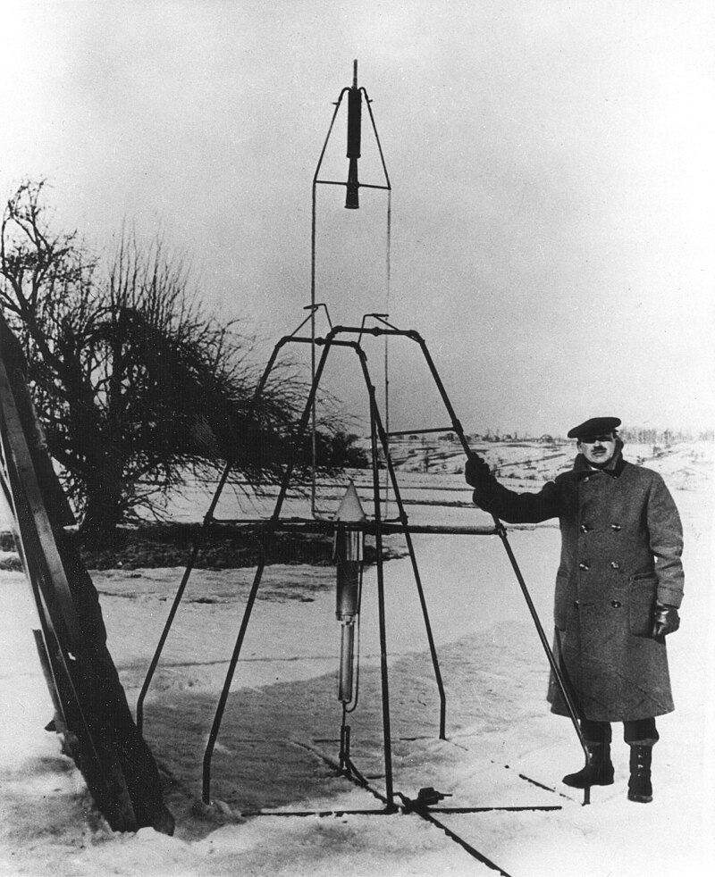 Goddard launches first liquid-fueled rocket