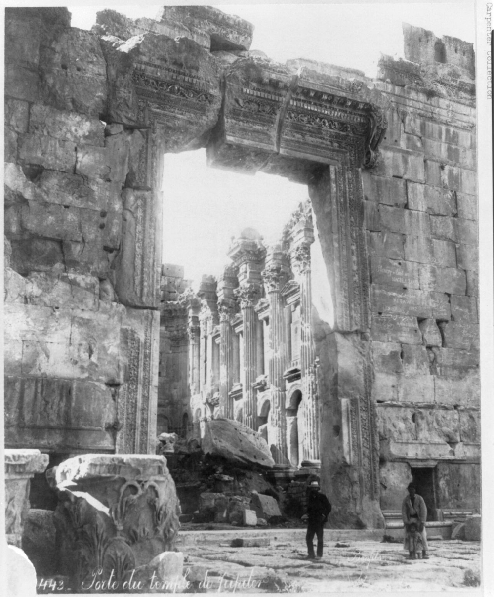 Ancient temple construction in Baalbek's ruins.