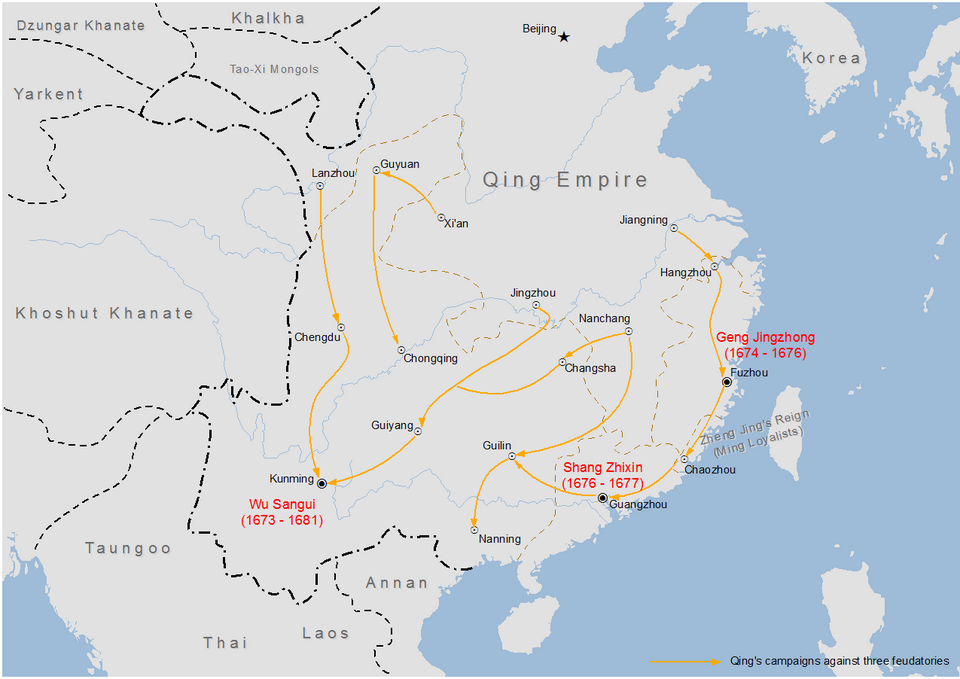 Zheng Jing joins the Revolt of the Three Feudatories