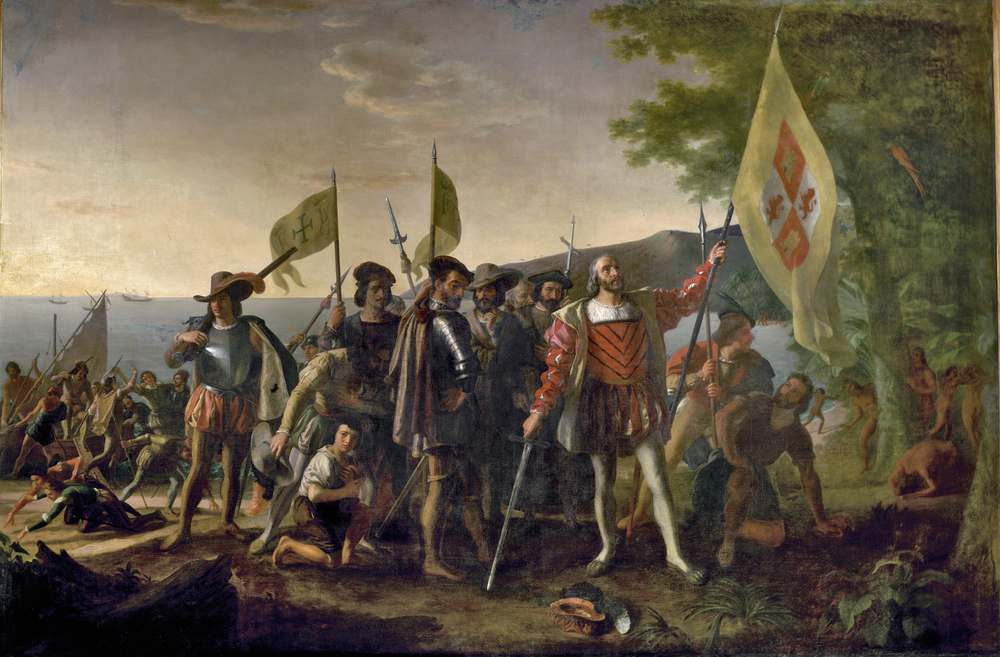 Columbus lands in Hispaniola during his inaugural journey to the Americas.