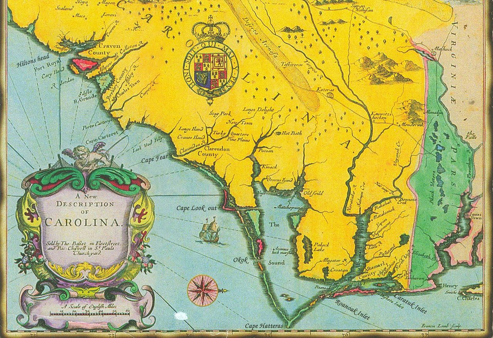 The establishment of the Carolina Colony through royal charters and settlements for colonization.