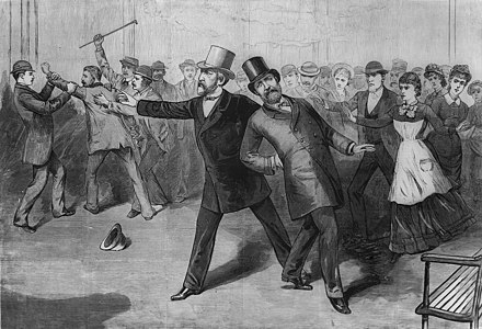President James A. Garfield assassinated by Charles J. Guiteau's act.