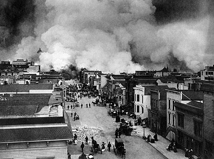 San Francisco earthquake causes widespread destruction and damage to the cityscape.