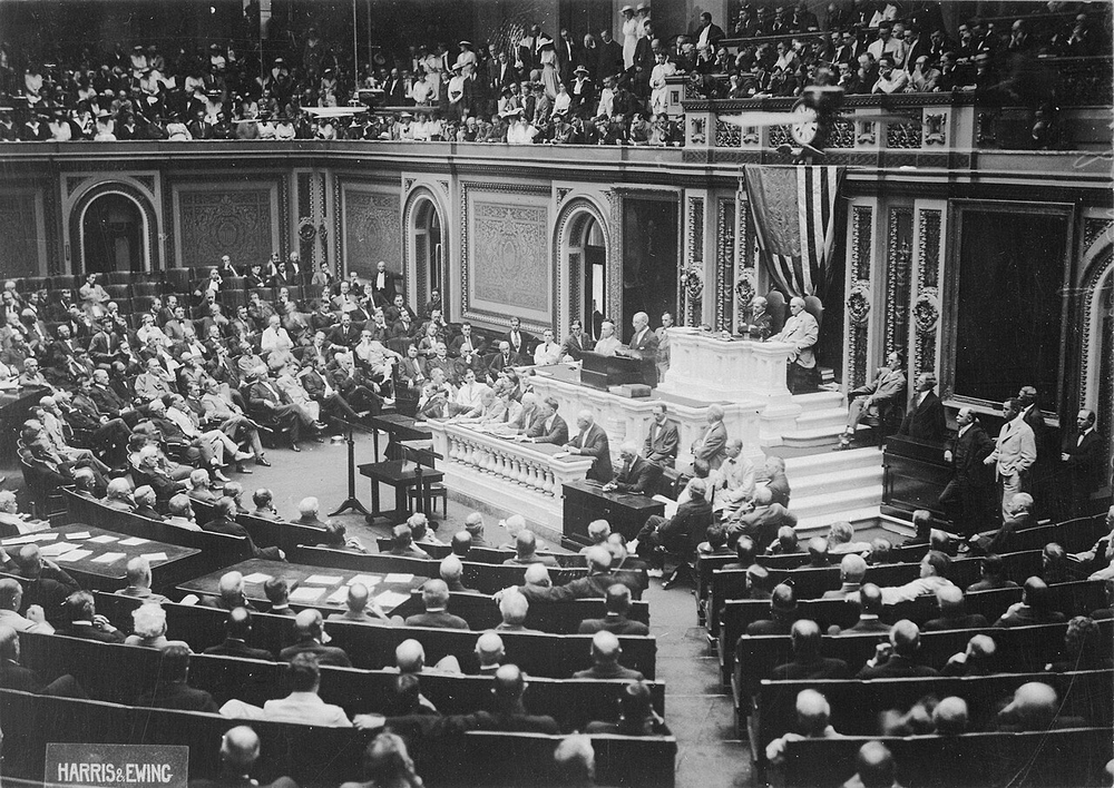 The US joins WWI after Lusitania's sinking by a German submarine prompts involvement.