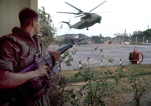 End of Vietnam War marked by US embassy evacuation from Saigon during conflict resolution.