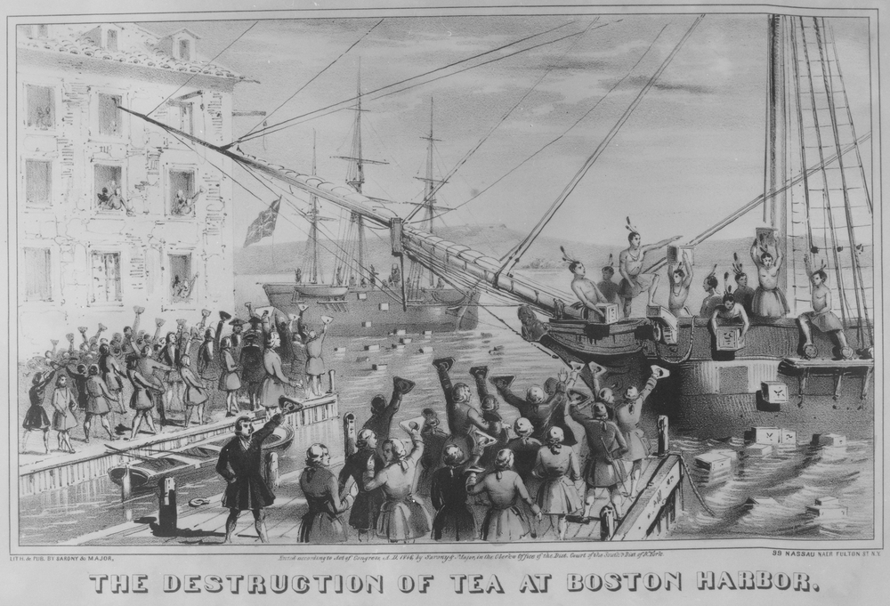 Colonial protestors in Boston threw British tea overboard in protest against taxes.