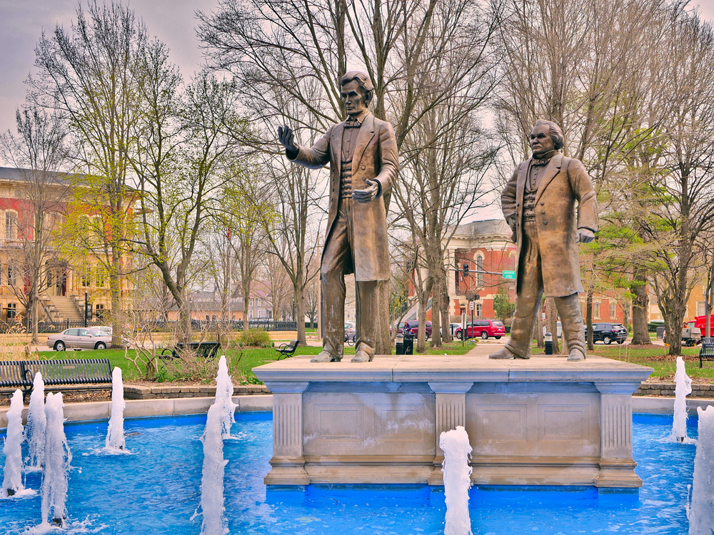 Lincoln and Douglas debated on slavery, statehood, equality, and popular sovereignty across 7 Illinois cities.