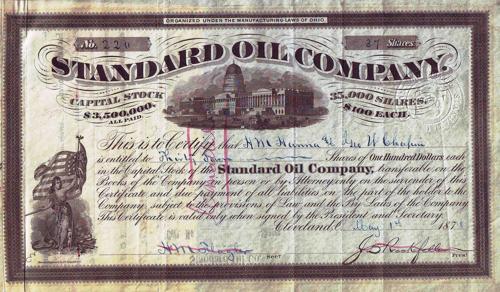 Standard Oil's establishment by John D. Rockefeller and partners