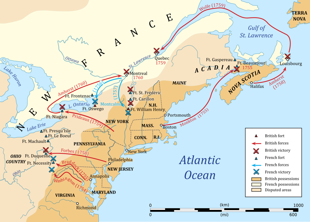 French and Indian War: British and French battle for North American control kicks off.