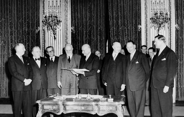 Creation of European Coal and Steel Community (ECSC) through Treaty of Paris