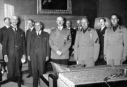 Munich Agreement: Czechoslovakia loses Sudetenland to Nazi Germany, impacting military defense positions.