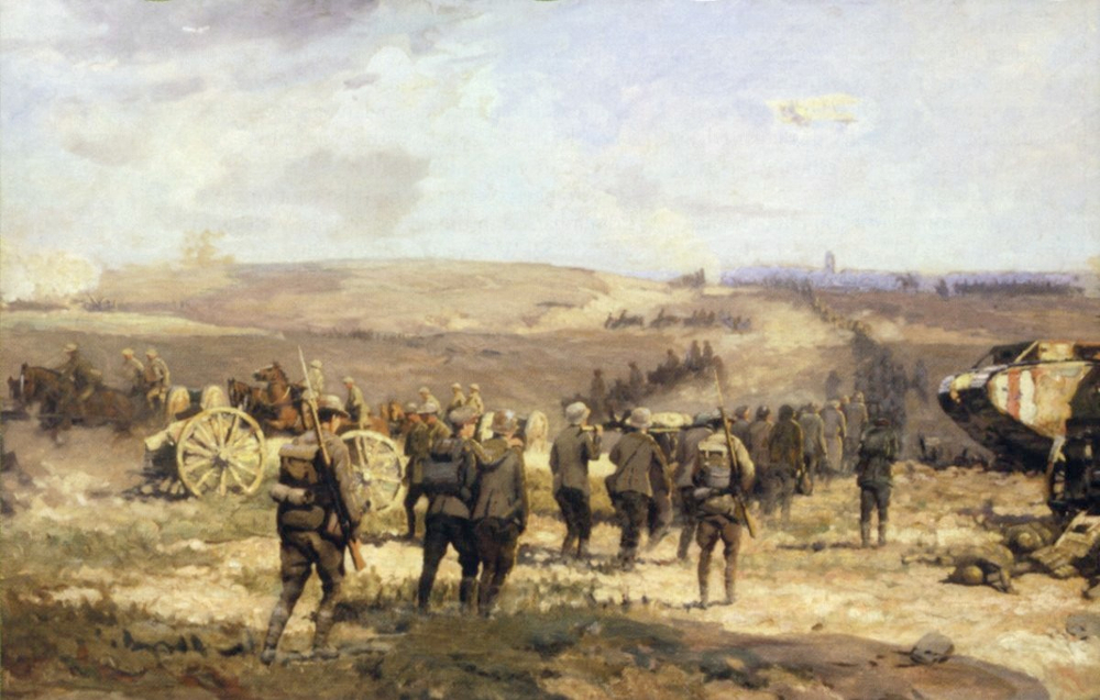 British evacuation of Amiens amid German advance in France.