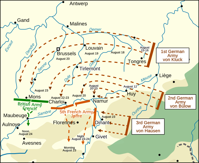 Germany's strategic move to advance through Belgium to reach Paris.