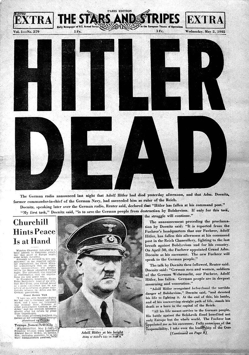 Hitler's suicide follows Germany's defeat, leading to the division of occupation zones by Allies.