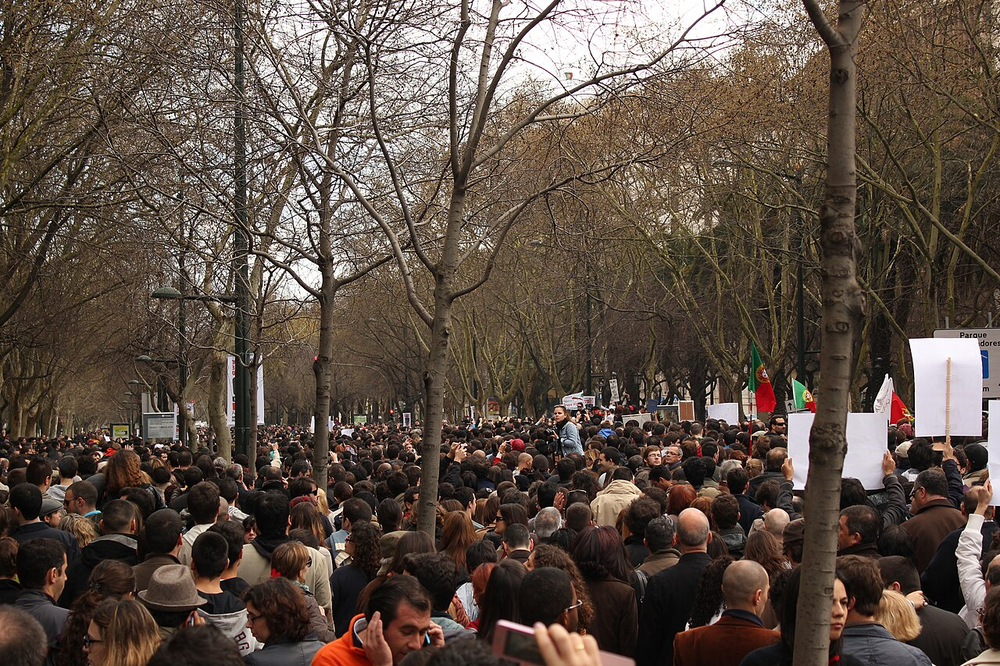 Protests erupt in Portugal in 2011 due to austerity measures causing widespread unrest.