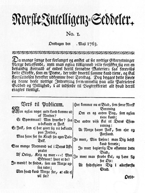 First newspaper in Oslo, Norske Intelligenz-Seddeler, marks a historic milestone in journalism.
