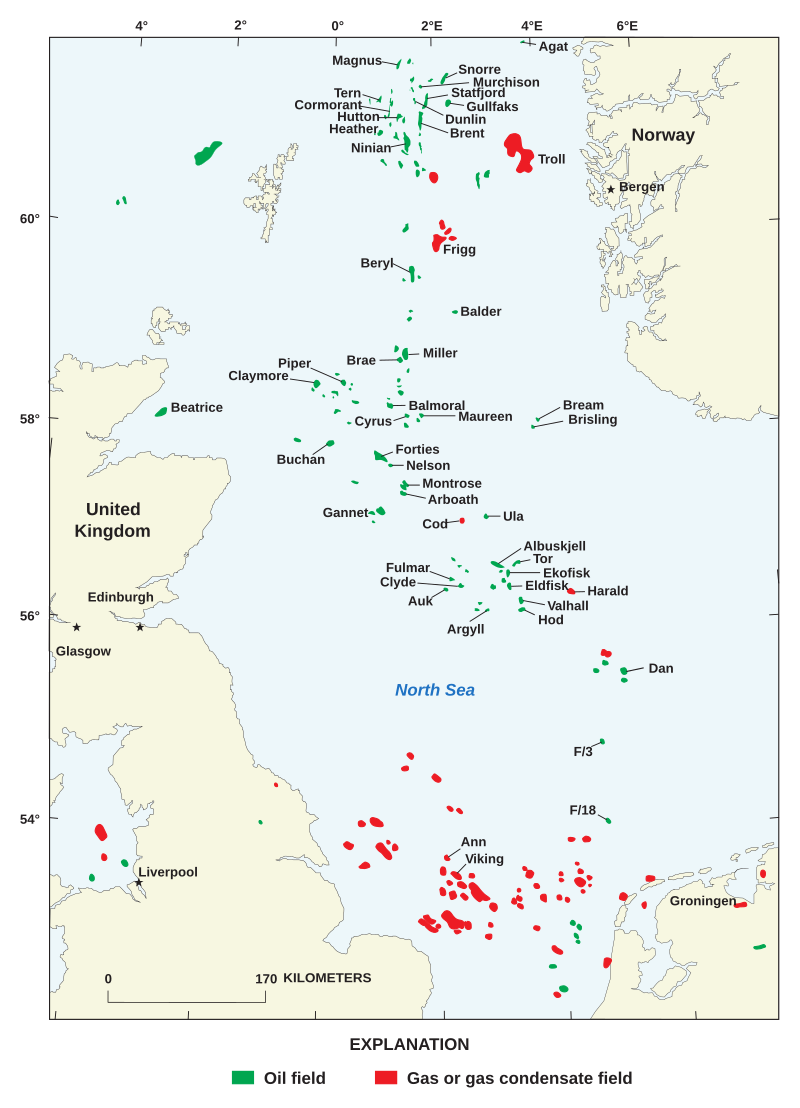Discovery of oil in North Sea led to the inception of Norwegian oil industry.