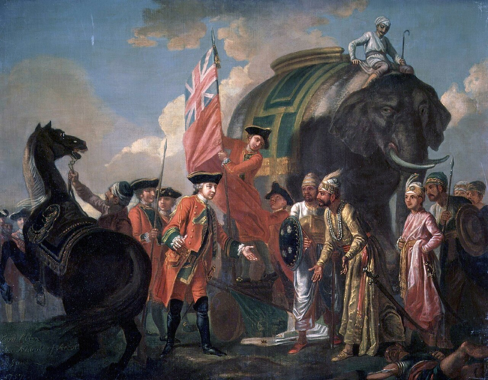 Battle of Plassey: British East India Company versus the Nawab of Bengal in India.