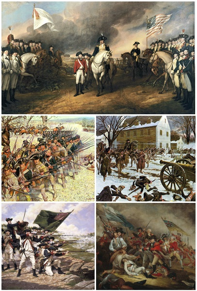 American Revolutionary War: Colonies fight for independence from British rule.
