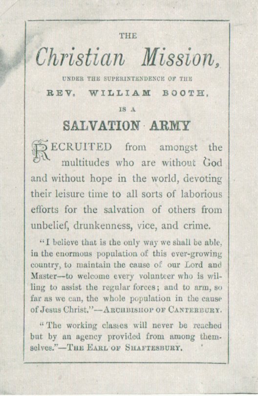 William and Catherine Booth established the Salvation Army to offer social services and spiritual support.