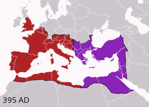 Western Roman Empire capital relocation from Milan to Ravenna during Emperor Honorius' reign.