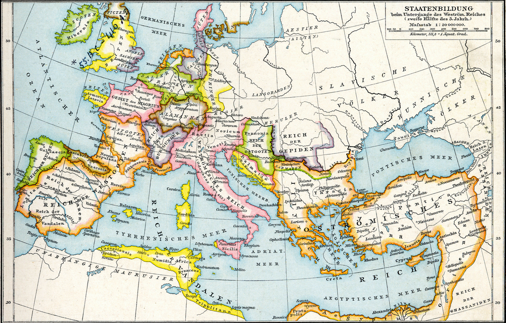 Decline and collapse of the Western Roman Empire, leading to societal upheaval and power shifts.