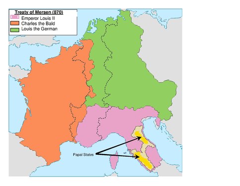 Treaty of Meerssen divides Carolingian Empire into smaller territories after signing in 870.