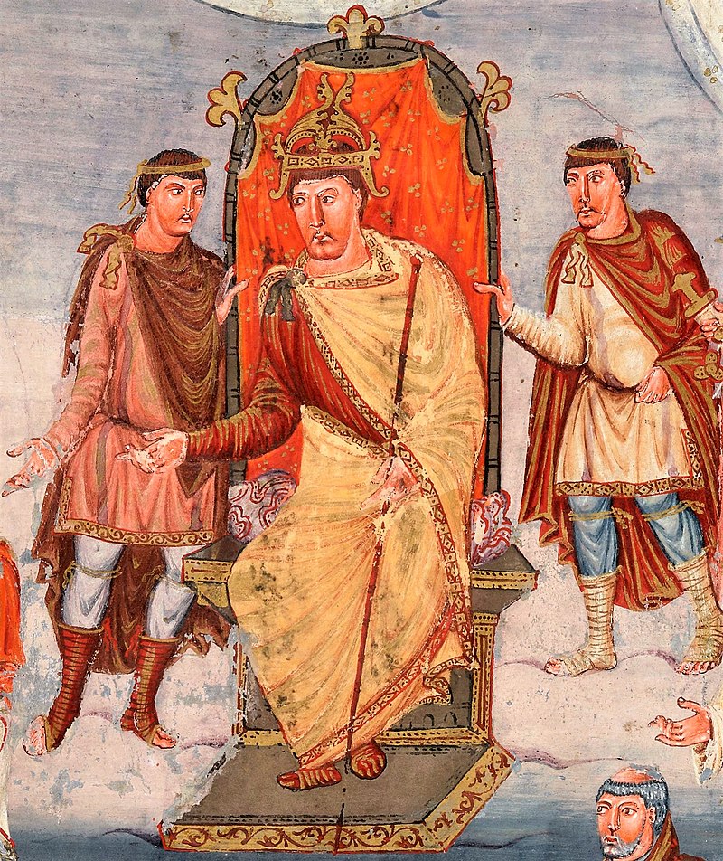 Charles the Bald crowned Emperor of Rome by Pope John VIII in 875.