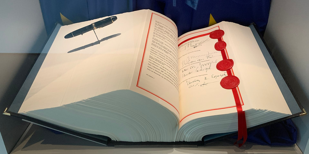Maastricht Treaty: Establishment of the European Union through international agreement in 1992.