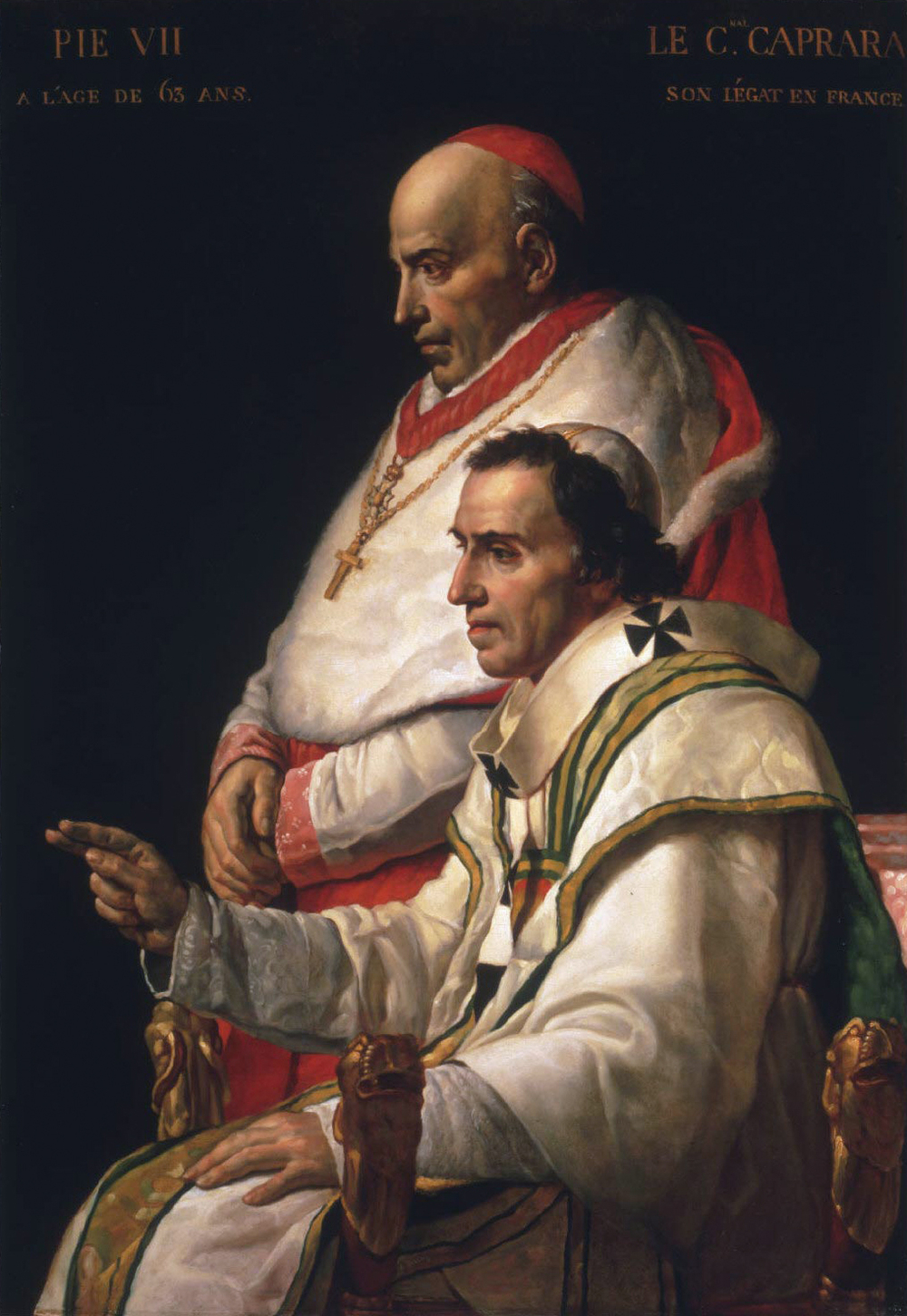 Napoleon's actions against the Pope entail exile and appropriation of artworks.