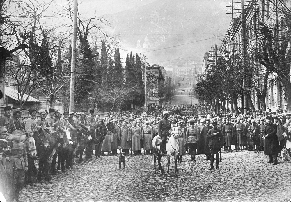 Soviet invasion causes the downfall of Democratic Republic of Georgia.