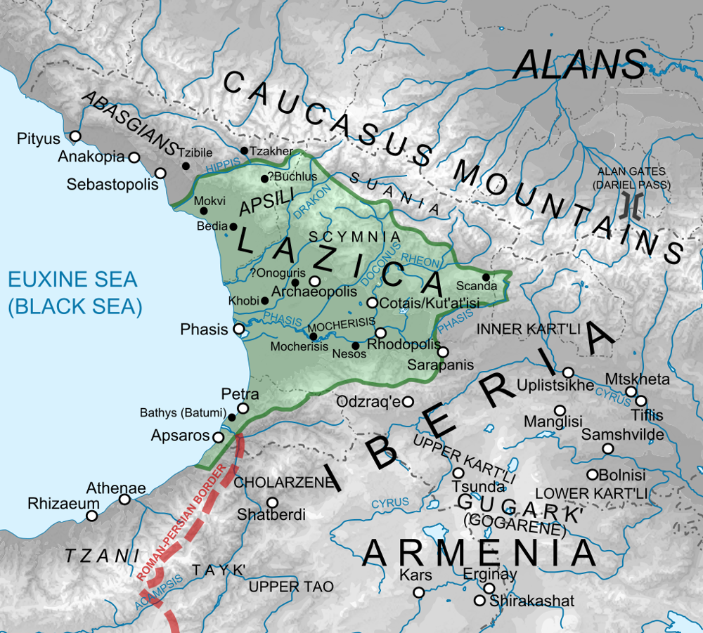Historical conflict between Byzantine Empire and Laz people over territory and power.