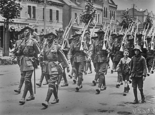Australian Soldiers Fight in World War I Under Their Flag for the First Time.