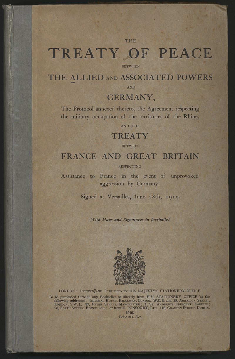 Treaty of Versailles Grants Mandate over German New Guinea.