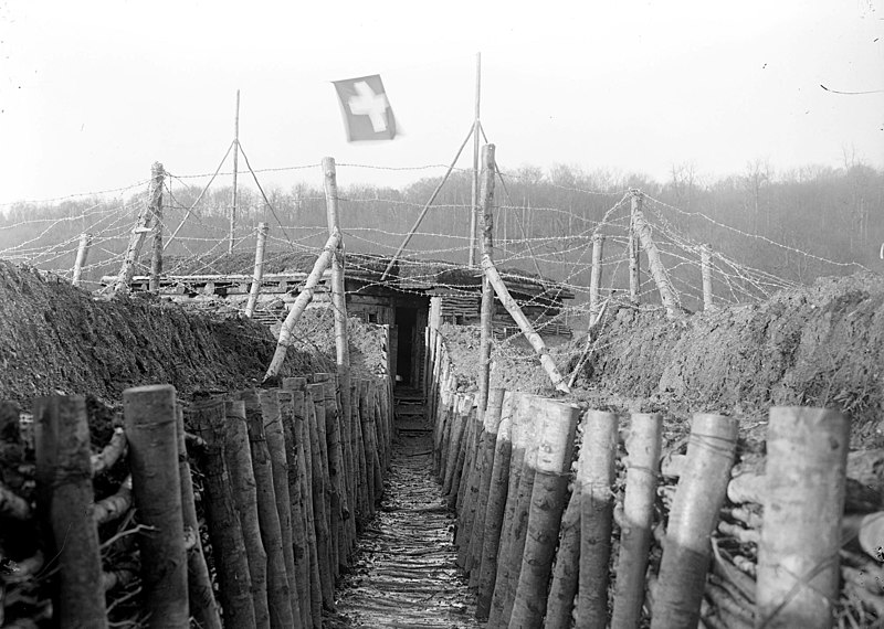 Establishment of trench warfare at Ypres after First Battle leads to World War I stalemate.