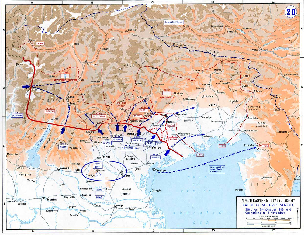 Battle of Vittorio Veneto: Decisive Italian victory in World War I against Austro-Hungarian forces.