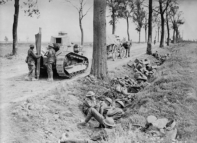 Second Battle of Cambrai: Allied forces break through German defenses in World War I.