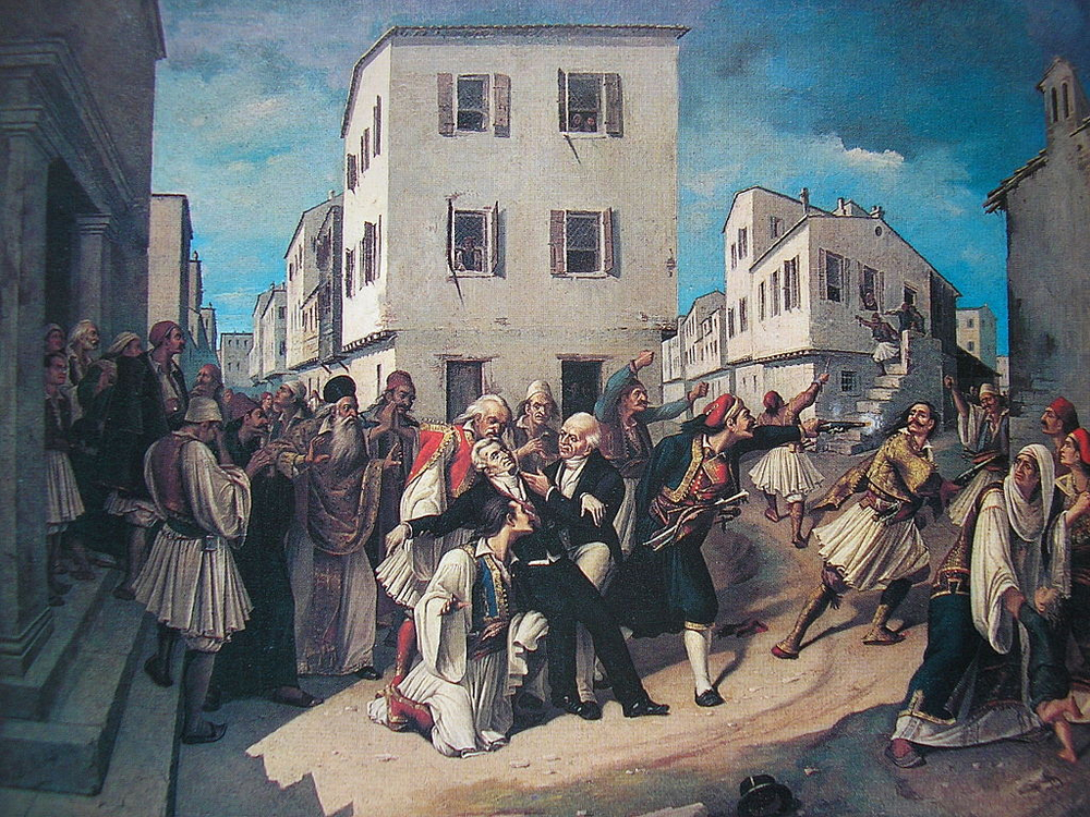 Assassination of Ioannis Kapodistrias in his role as Greek head of state.