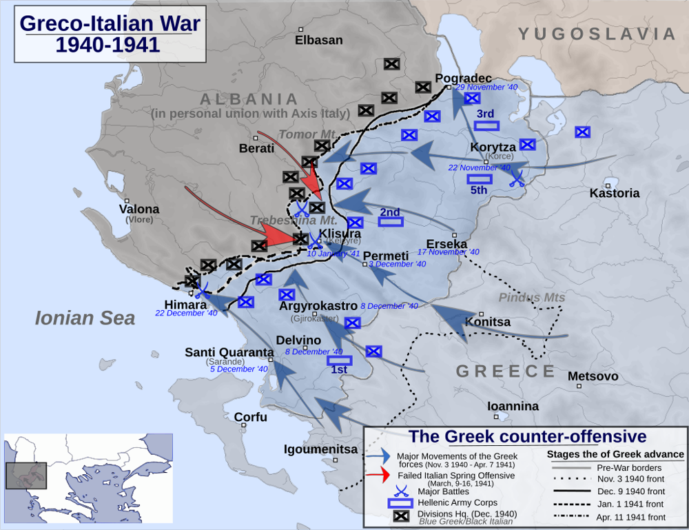 Greek Forces Drive Italian Troops Into Albania
