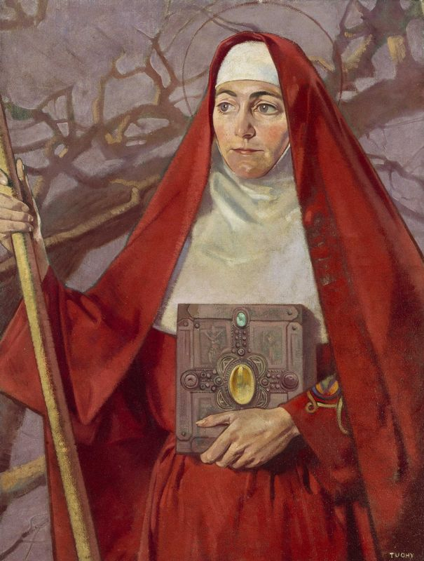 Saint Brigid establishes a double monastery, becoming a patron saint of Irish Christianity.