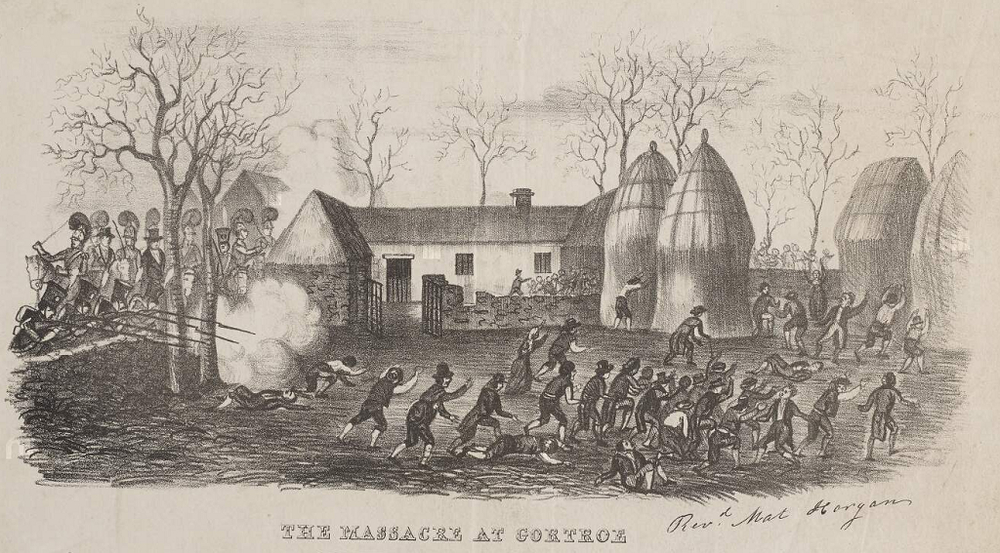 Tithe War sparked by tithes on Irish Catholics, leading to resistance and conflict.