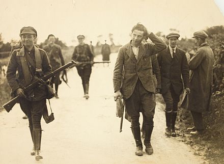 Free State troops emerge victorious against anti-treaty forces in Irish Civil War conflict.