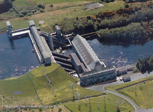 ESB hydroelectric power station achieves maximum output at Ardnacrusha facility.