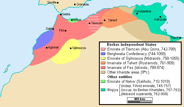 Berber uprising leads to the creation of Rustamid Emirate in Tunisia, challenging Arab rulers.