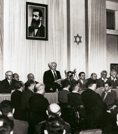 Israeli Declaration of Independence Following the 1947-1948 Civil War in Mandatory Palestine