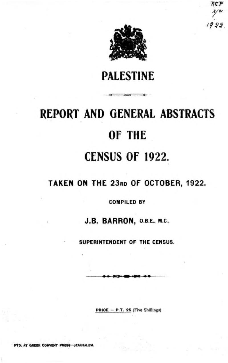 First Census of Palestine Carried Out
