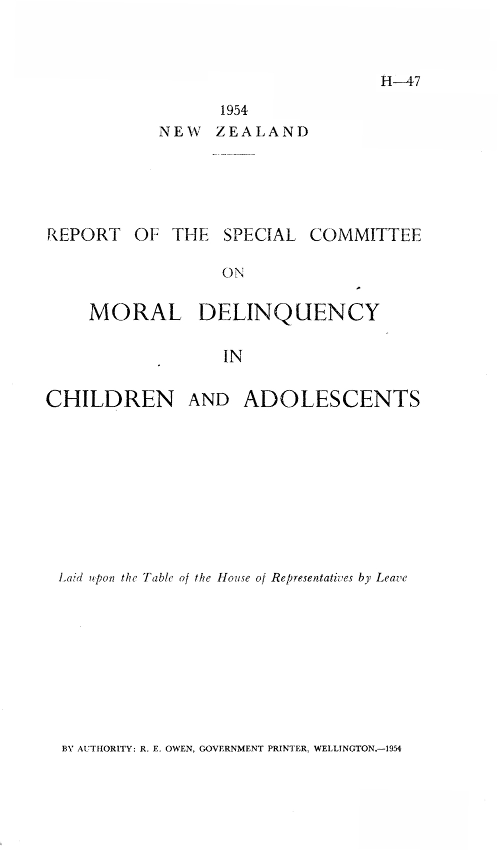 Mazengarb Report Amidst Moral Panic